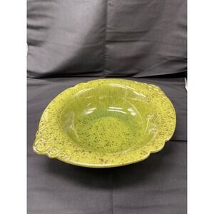 Haeger Pottery 4060 USA Vintage Green Speckled Scalloped Serving Bowl 15.5 Inch